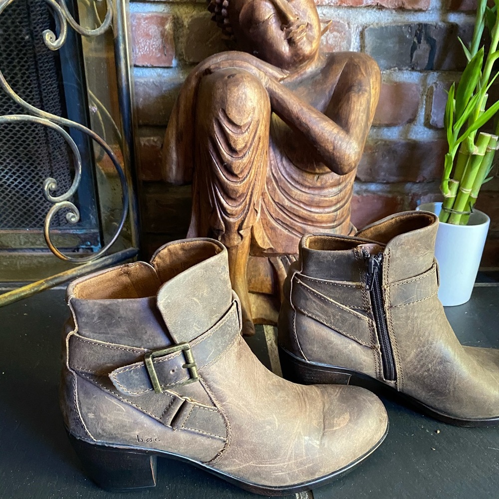 Brown Leather Booties by B.O.C